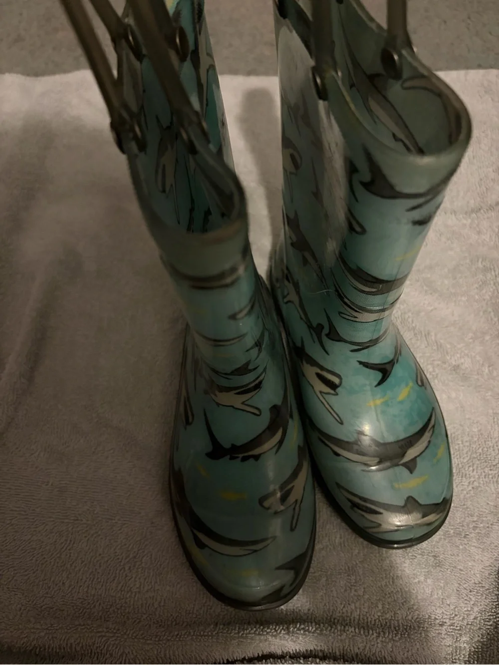 Western Chief Kids Shark Print Teal Rain Boots
